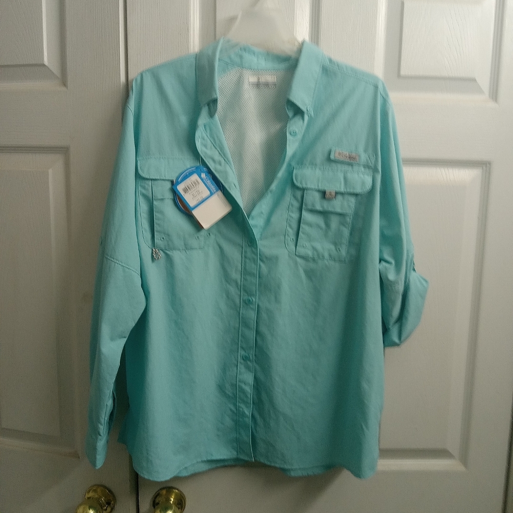 Nwt Columbia  shirt long sleeved blue/turkoise womens size XL/TG